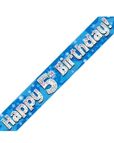Blue Theme Age 5 5th Birthday Celebration Happy Birthday Banner
