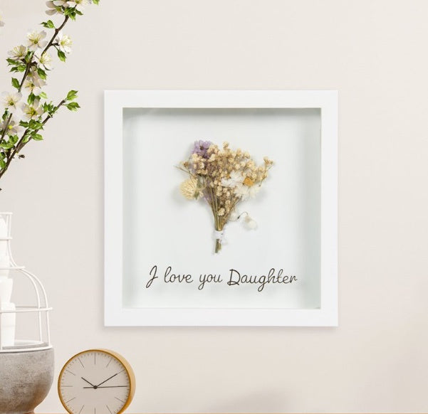 I Love you Daughter Box Frame Dried Foliage Flower Decorative Plaque