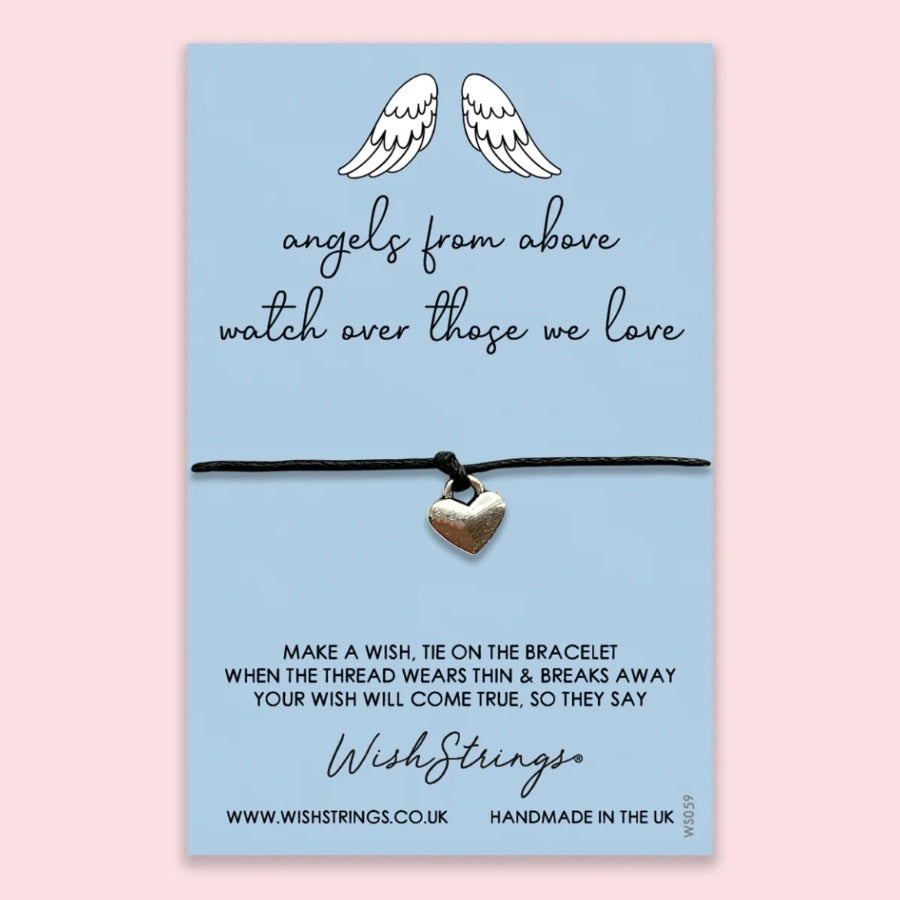Little Wish Sentiment String Bracelet - Angels from above watch over these we love