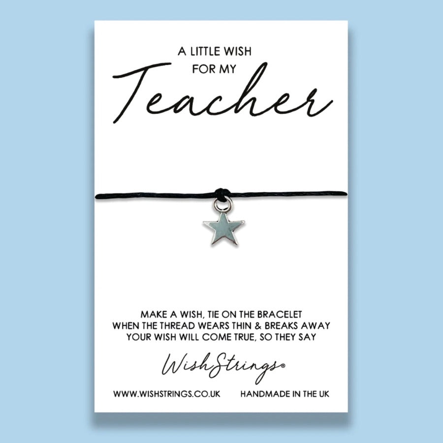 Little Wish Sentiment String Bracelet - A little wish for my Teacher