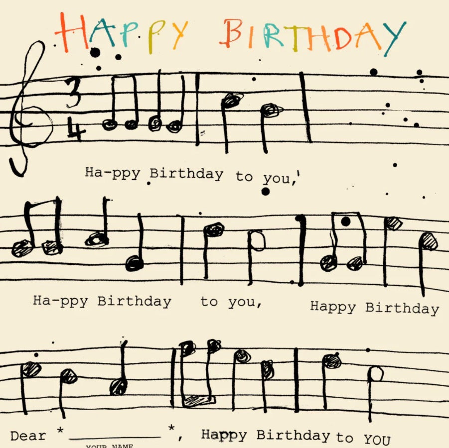 Happy Birthday to You Musical Music Note Illustration Greeting Card