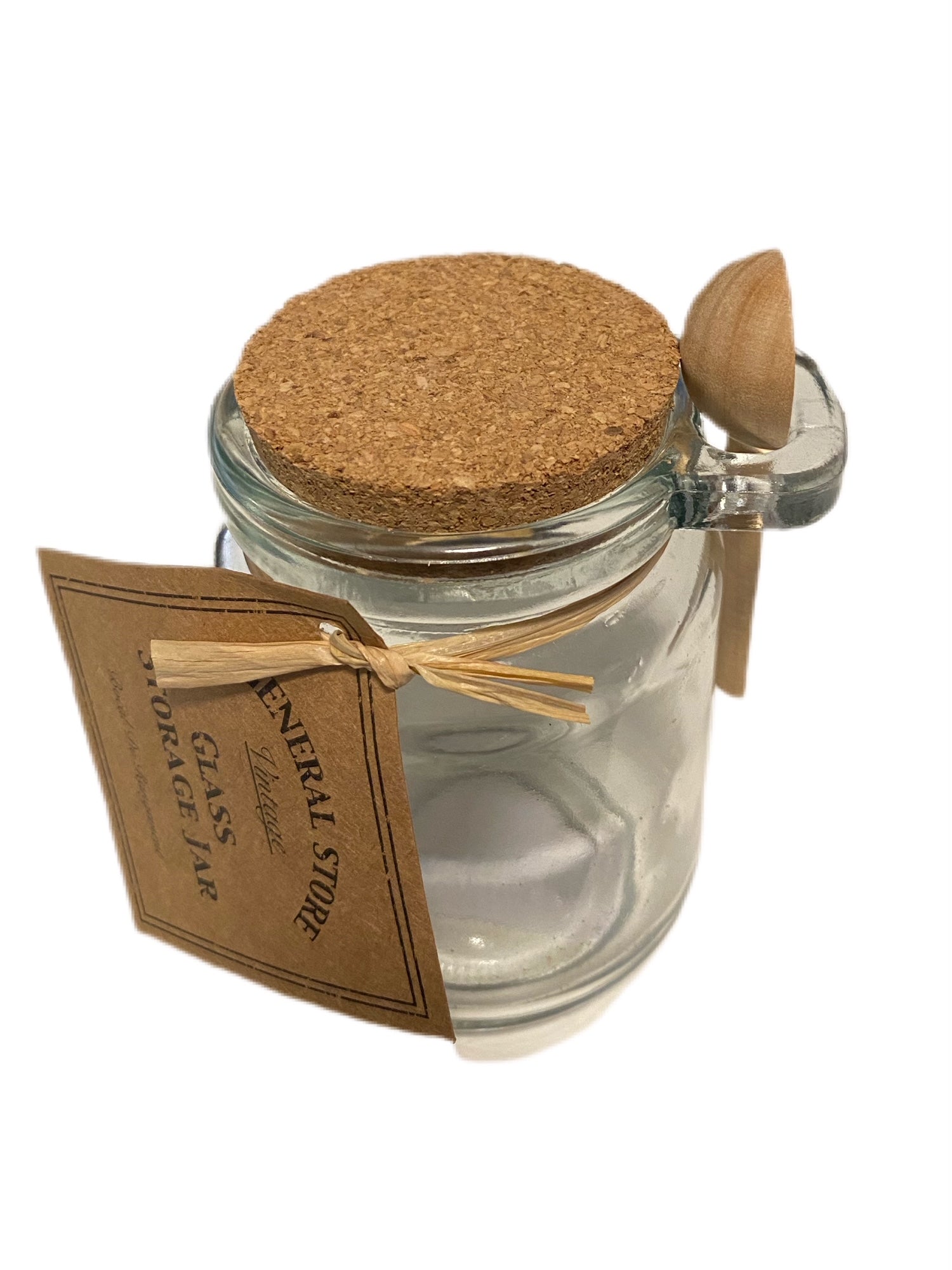 Glass Preserve Jar and Spoon with cork Lid