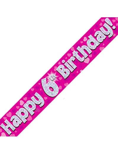 Pink Theme Age 6 6th Birthday Celebration Happy Birthday Banner