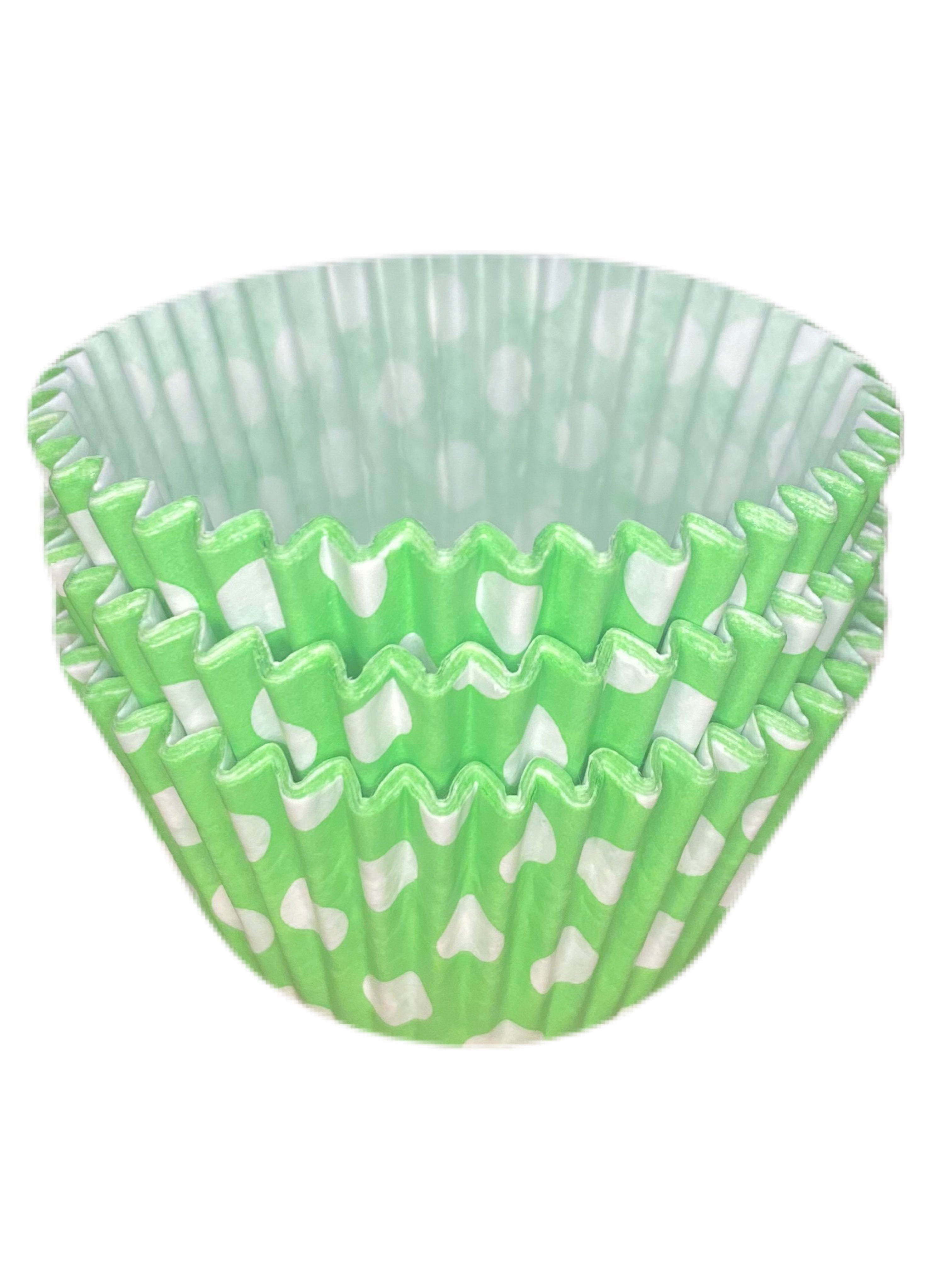 Paper Cupcake Baking Cases - pack of Approx 36 - Lime Green Polka Dot - Kate's Cupboard