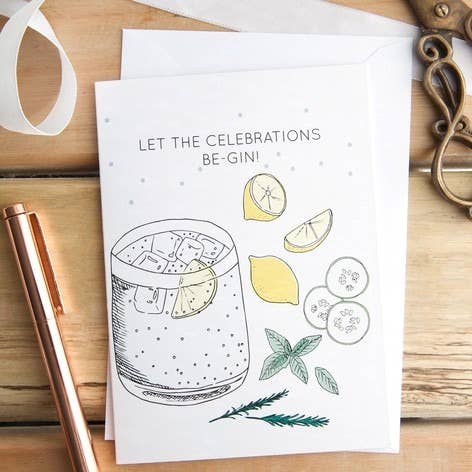 Let The Celebrations Be-gin Birthday Card & Envelope