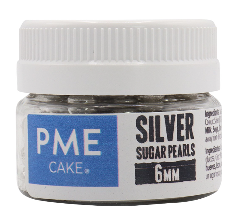 PME Silver Edible Sugar Pearls Sprinkles - 6mm
