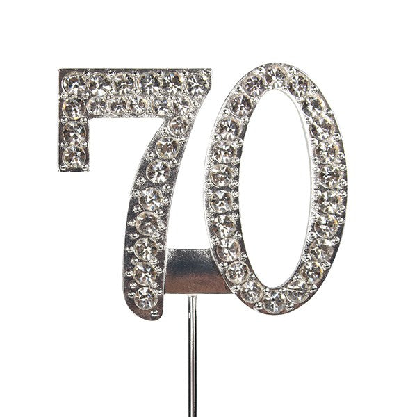 Diamante Number Cake Topper on pick -70 - The Cooks Cupboard Ltd