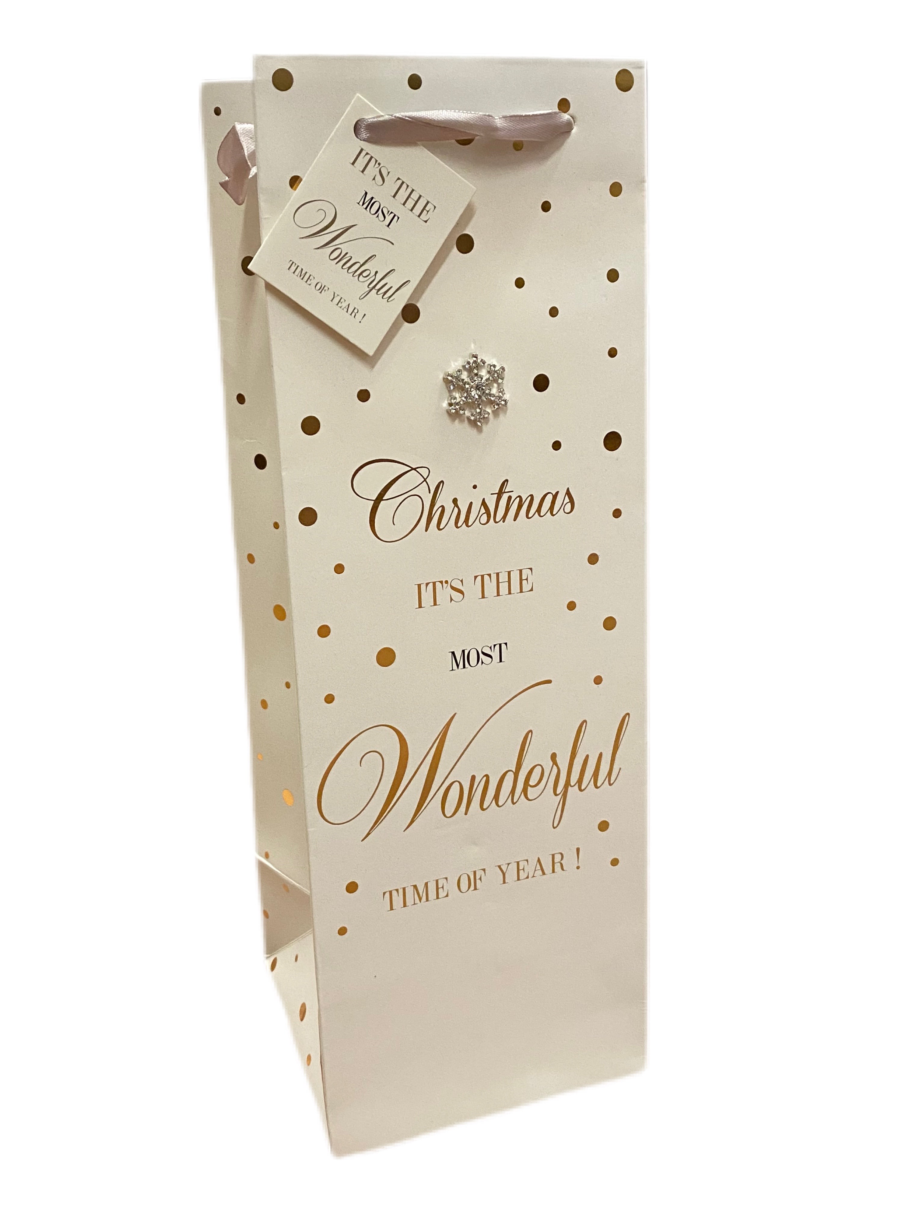 Christmas is the most Wonderful time of the Year Bottle Bag Christmas Gift Bag - Kate's Cupboard