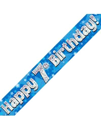 Blue Theme Age 7 7th Birthday Celebration Happy Birthday Banner