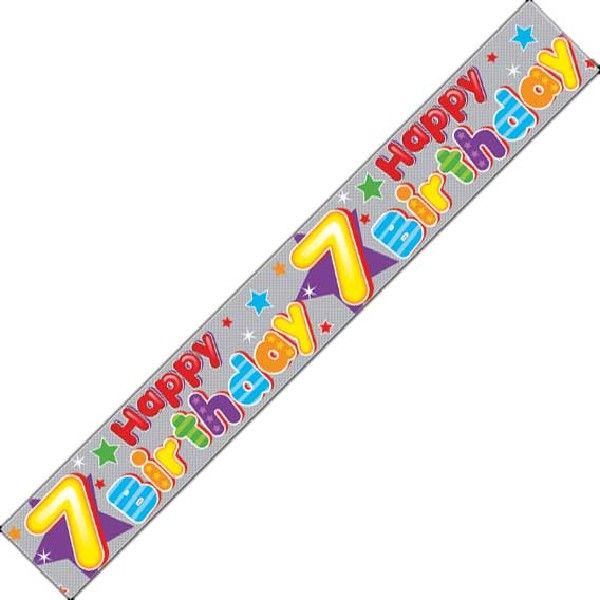 Colourful Multi - Colour Age 7 7th Birthday Celebration Happy Birthday Banner