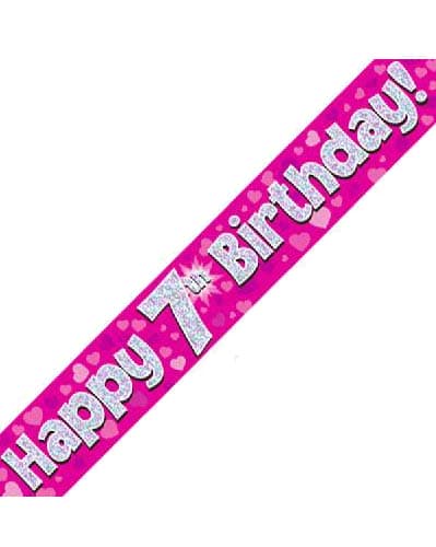 Pink Theme Age 7 7th Birthday Celebration Happy Birthday Banner