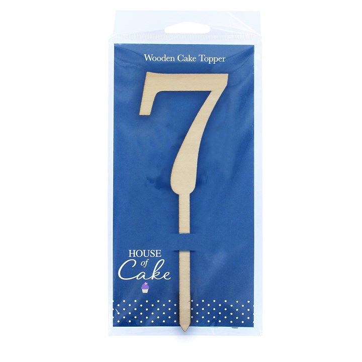Wooden Number Cake Pic Instant Numeral Topper - 7 - The Cooks Cupboard Ltd