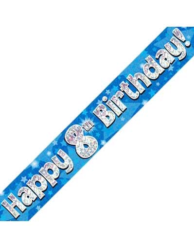 Blue Theme Age 8 8th Birthday Celebration Happy Birthday Banner