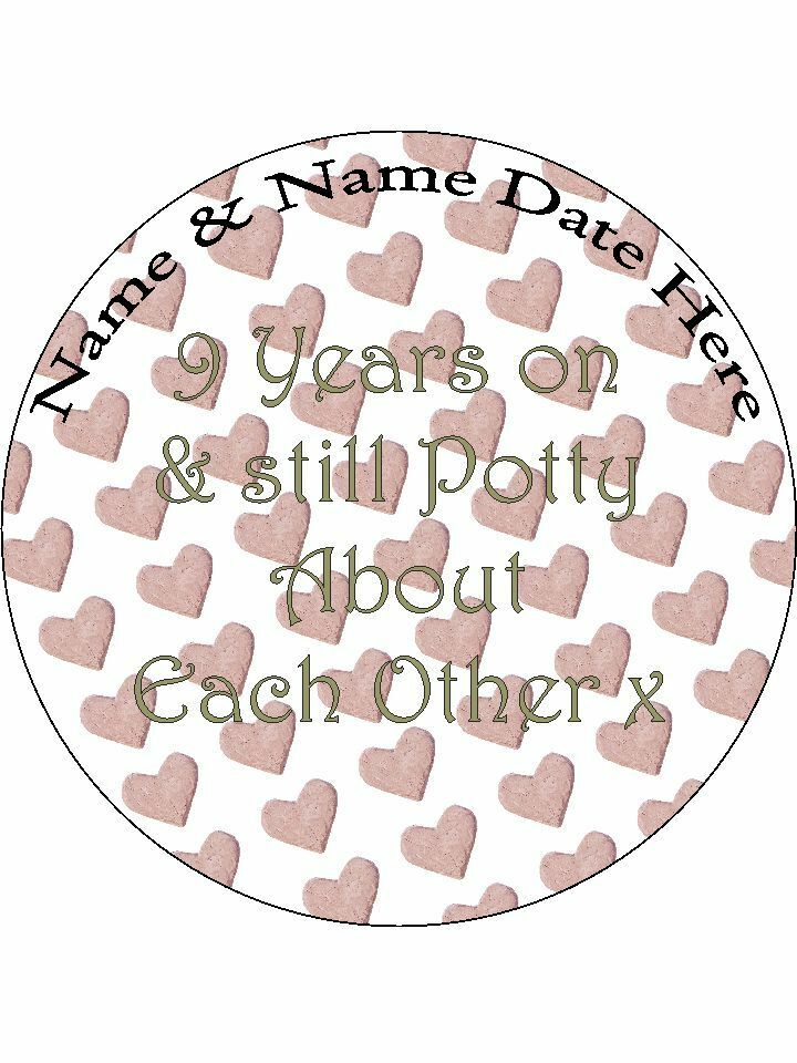 9th Pottery Wedding Anniversary Personalised Edible Cake Topper Round Icing Sheet - The Cooks Cupboard Ltd