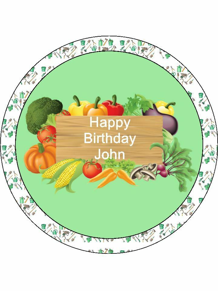 Allotment gardening Personalised Edible Cake Topper Round Icing Sheet - The Cooks Cupboard Ltd