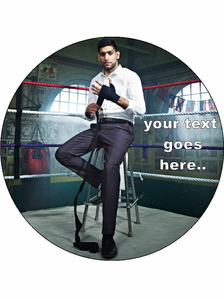 Amir Khan boxer boxing Personalised Edible Cake Topper Round Icing Sheet - The Cooks Cupboard Ltd