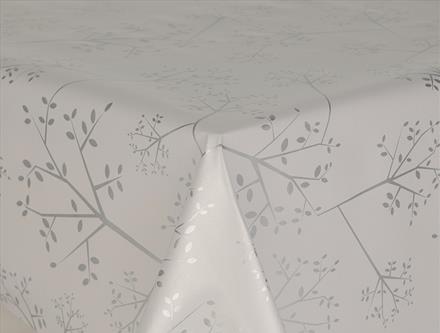 Arbor Silver Branch PVC Wipe Clean Vinyl Table Covering / Table Cloth - The Cooks Cupboard Ltd