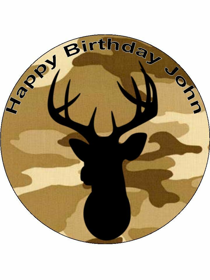 Army Camo hunting deer Personalised Edible Cake Topper Round Icing Sheet - The Cooks Cupboard Ltd