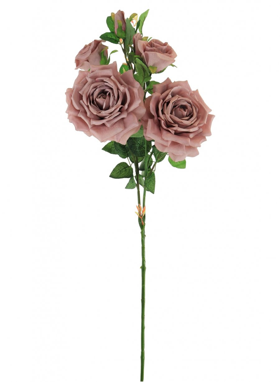 Artificial Flower Silk Large Garden Rose Spray - Vintage Mauve - Kate's Cupboard