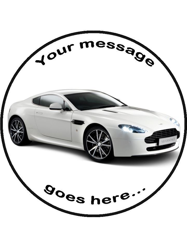 Aston Martin New super car Personalised Edible Cake Topper Round Icing Sheet - The Cooks Cupboard Ltd