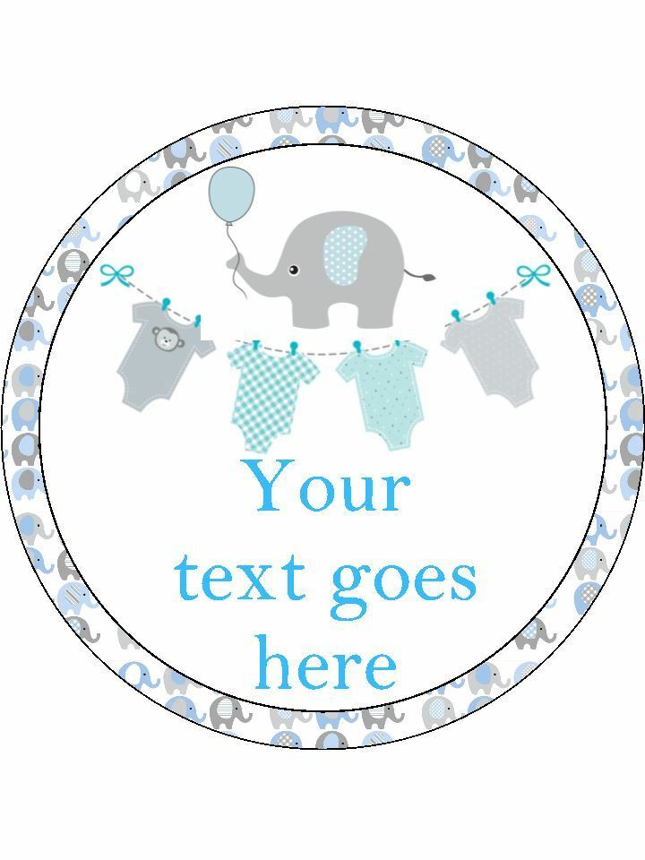 Baby Shower blue boy elephant girl Personalised Edible Cake Topper Round Icing Sheet - The Cooks Cupboard Ltd