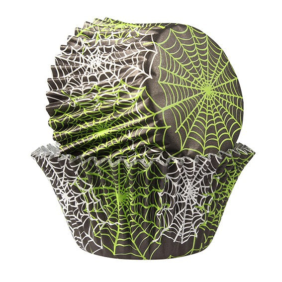 Baked With Love Foil Lined Spiderweb Halloween Cupcake Baking Cases - The Cooks Cupboard Ltd
