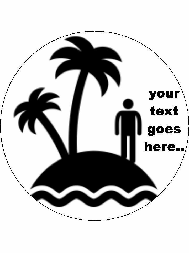 Beach island cast away Personalised Edible Cake Topper Round Icing Sheet - The Cooks Cupboard Ltd