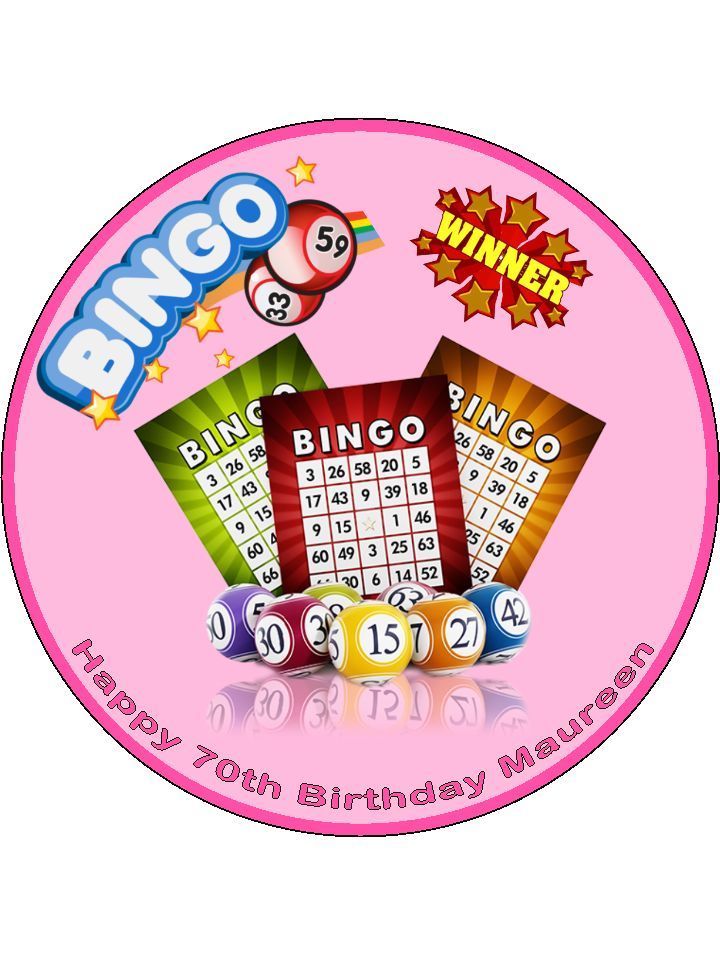 Bingo Winner Tickets Game Personalised Edible Cake Topper Round Icing Sheet - The Cooks Cupboard Ltd