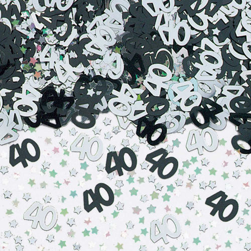 Black & silver 40 40th Birthday Metallic Confetti - The Cooks Cupboard Ltd