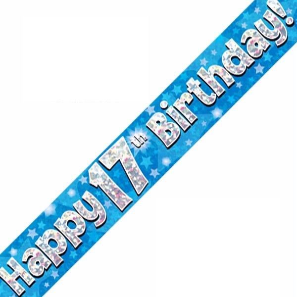 Blue Age 17 17th Birthday Celebration Happy Birthday Banner