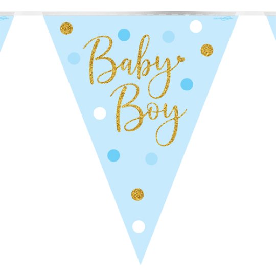 Blue Baby Boy Decorative Party Bunting - 3.9m
