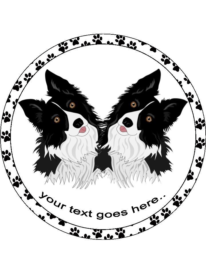 Border collie sheep dogs Personalised Edible Cake Topper Round Icing Sheet - The Cooks Cupboard Ltd