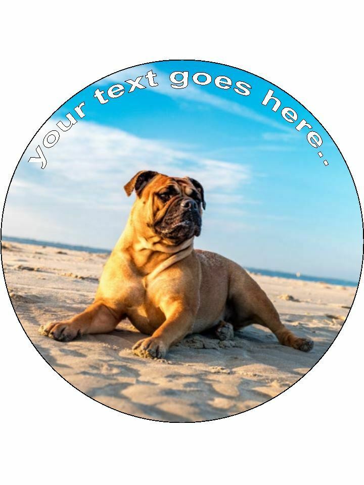 Bull Breed cute dog Personalised Edible Cake Topper Round Icing Sheet - The Cooks Cupboard Ltd