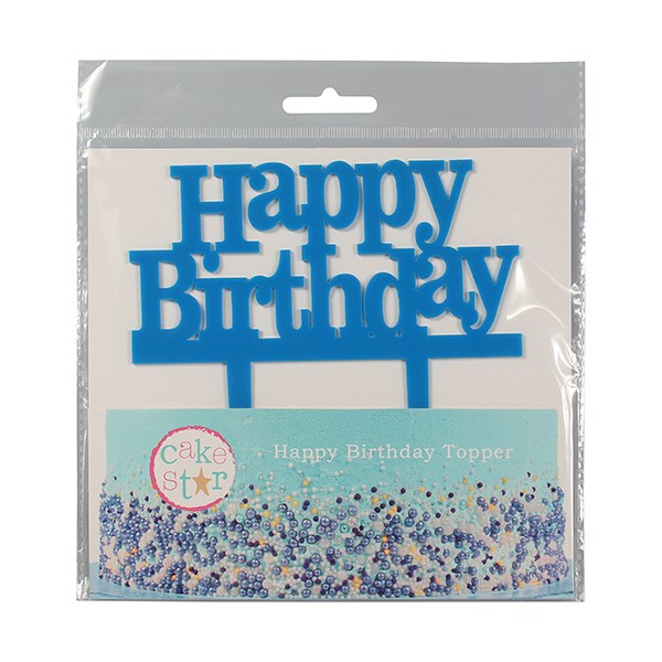 Cake Star Happy Birthday Blue Cake Topper Motto Pic - The Cooks Cupboard Ltd