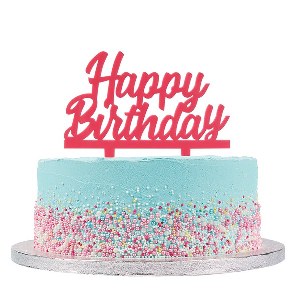 Cake Star Happy Birthday Pink Cake Topper Motto Pic - The Cooks Cupboard Ltd
