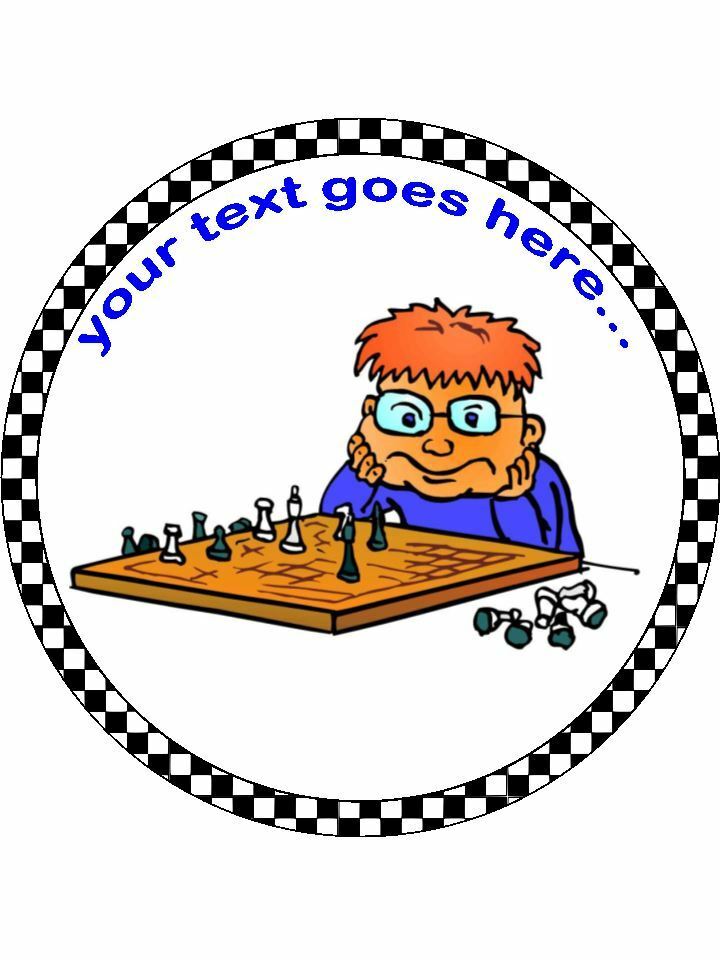 Chess cartoon fun joke hobby Personalised Edible Cake Topper Round Icing Sheet - The Cooks Cupboard Ltd