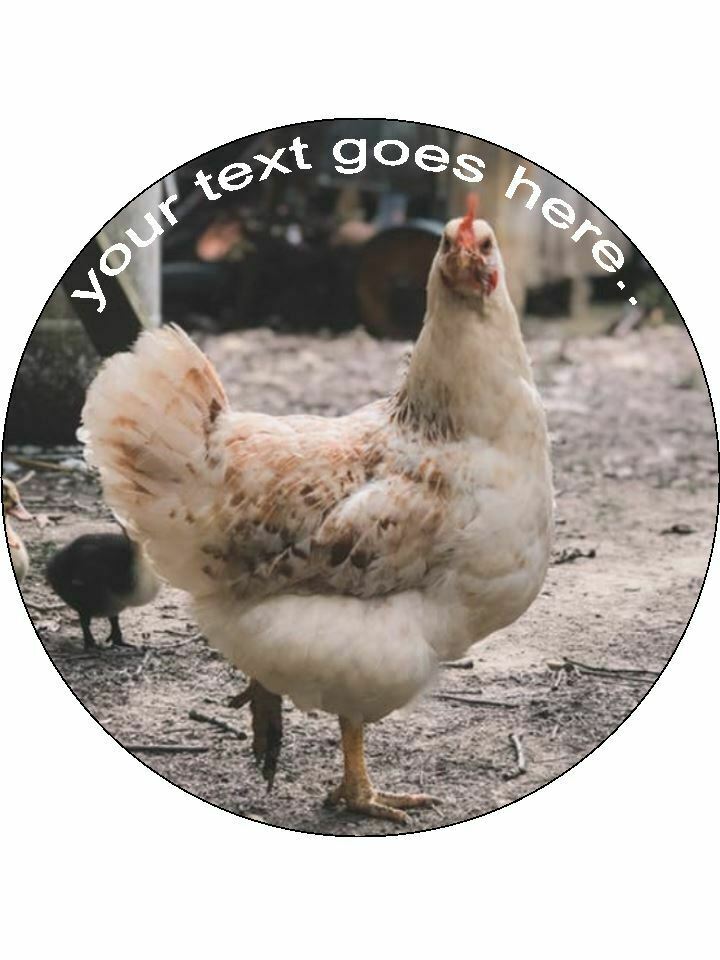 Chicken Hen cluck animal farm Personalised Edible Cake Topper Round Icing Sheet - The Cooks Cupboard Ltd
