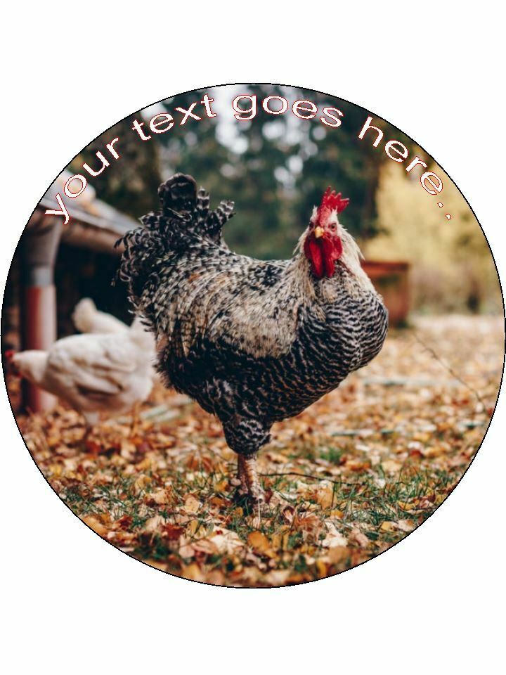 Chicken farm yard chicken Personalised Edible Cake Topper Round Icing Sheet - The Cooks Cupboard Ltd