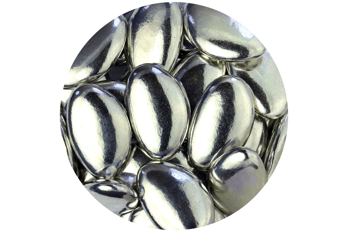 Silver metallic Edible Chocolate Pebbles - The Cooks Cupboard Ltd