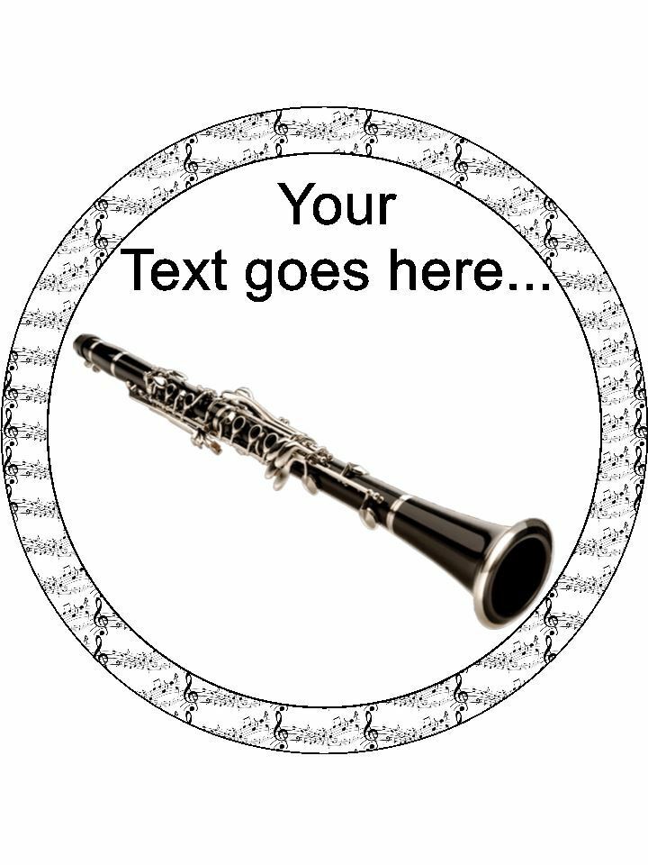 Clarinet music instrument Personalised Edible Cake Topper Round Icing Sheet - The Cooks Cupboard Ltd