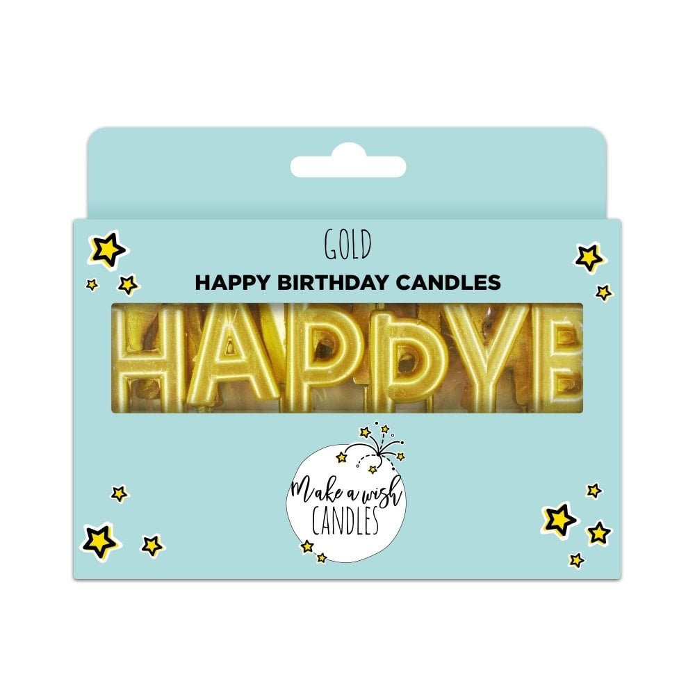 Classic Gold 'Happy Birthday' Celebration Birthday Cake Candles