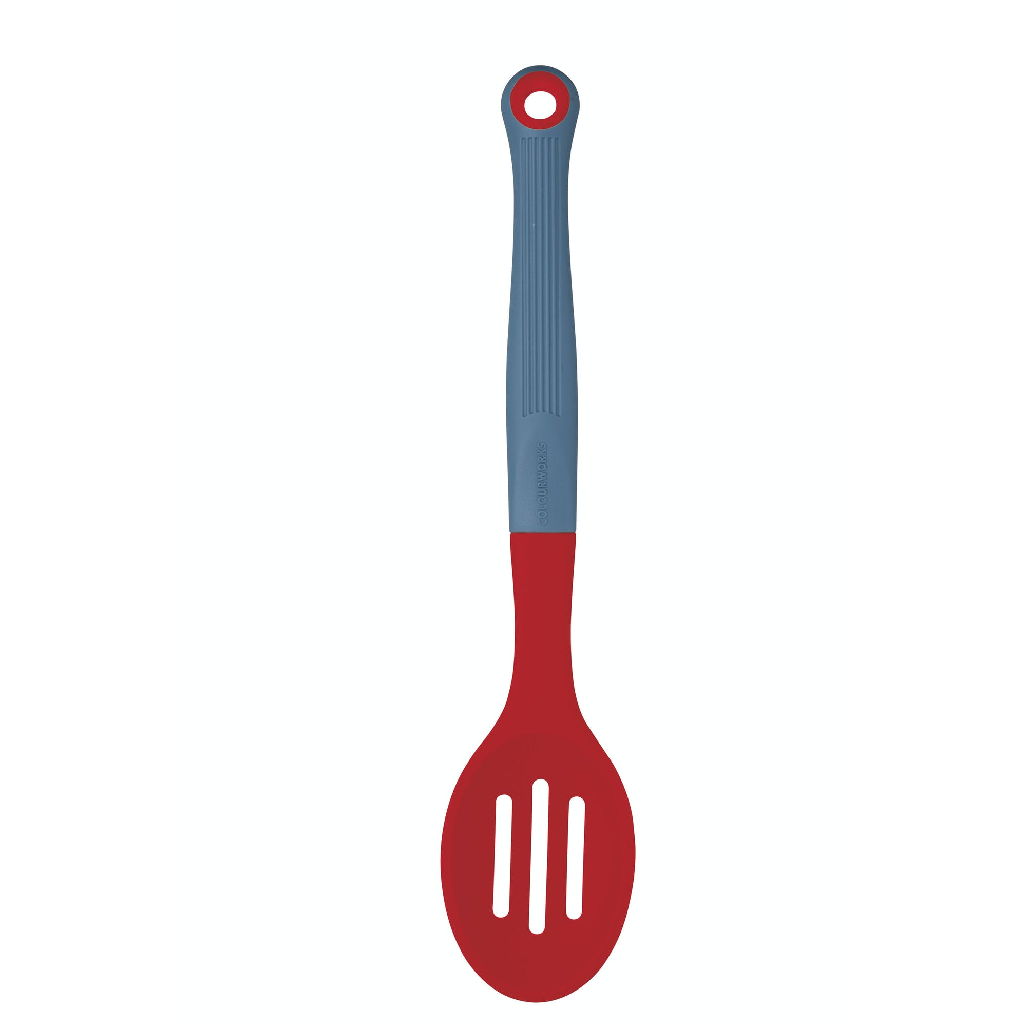 Colourworks Brights Red Silicone-Headed Slotted Spoon - The Cooks Cupboard Ltd