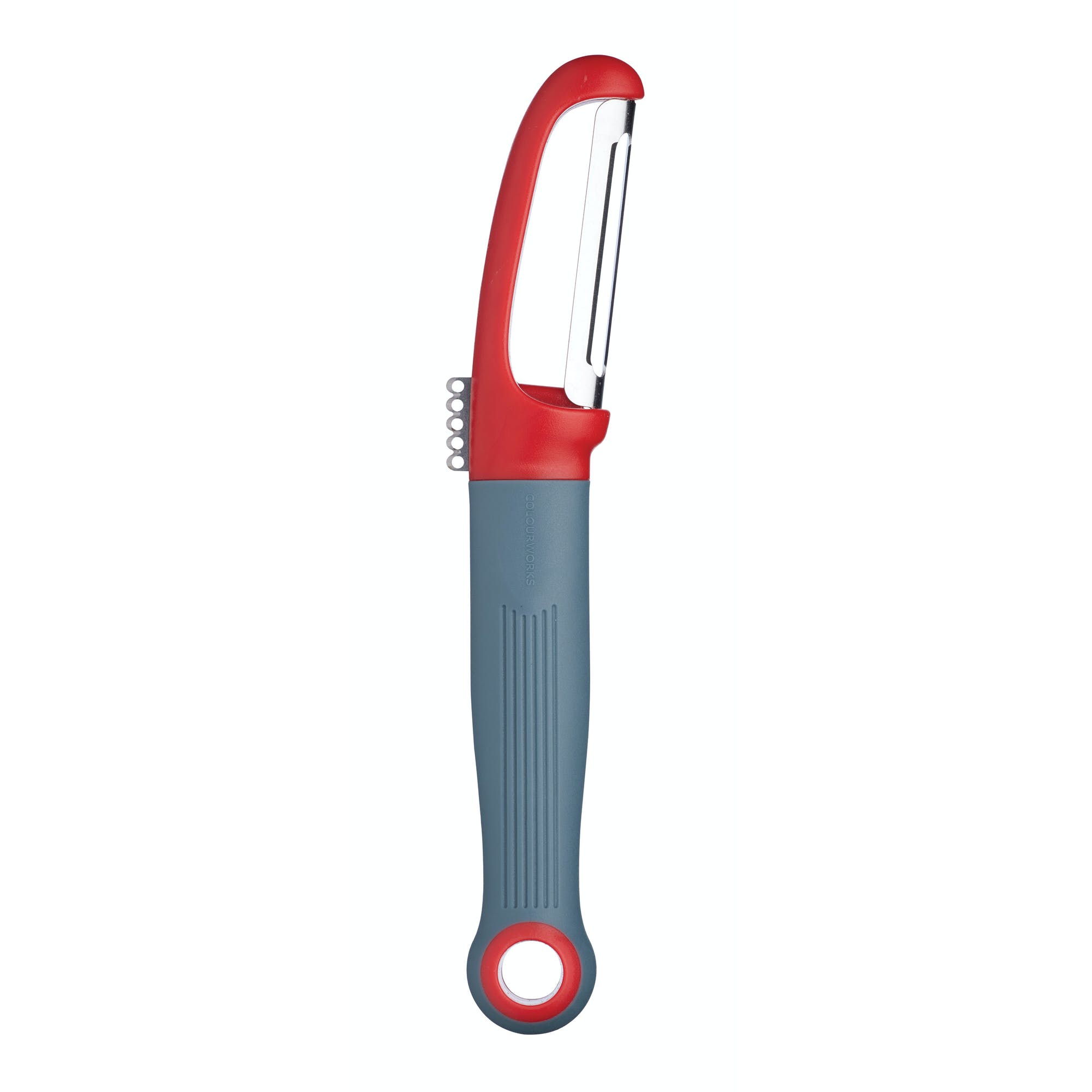 Colourworks Brights Red Straight Peeler with Zester - The Cooks Cupboard Ltd