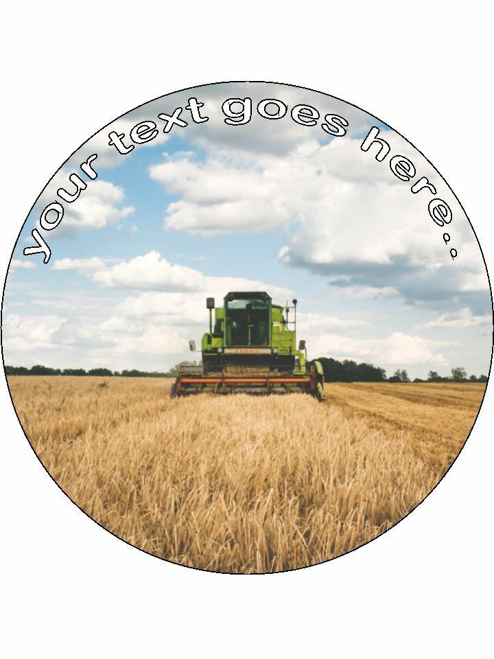 Combine Harvest Harvester Farm Personalised Edible Cake Topper Round Icing Sheet - The Cooks Cupboard Ltd