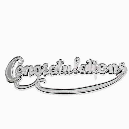 Congratulations Plastic Cake Decoration Silver Motto - The Cooks Cupboard Ltd