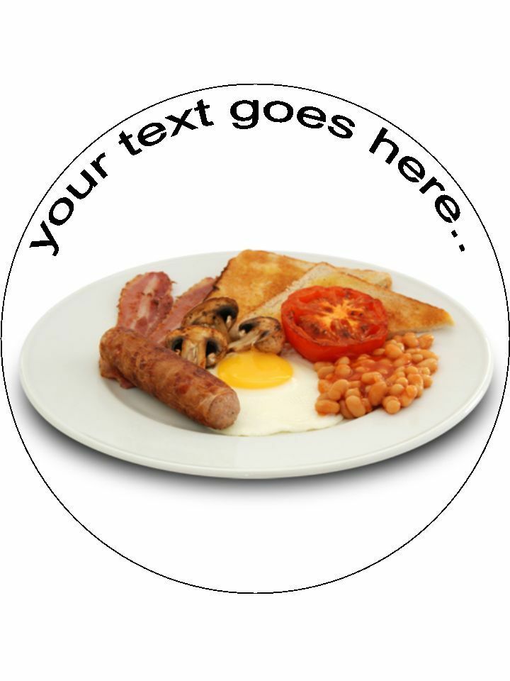 Cooked Breakfast Fry Up Personalised Edible Cake Topper Round Icing Sheet - The Cooks Cupboard Ltd