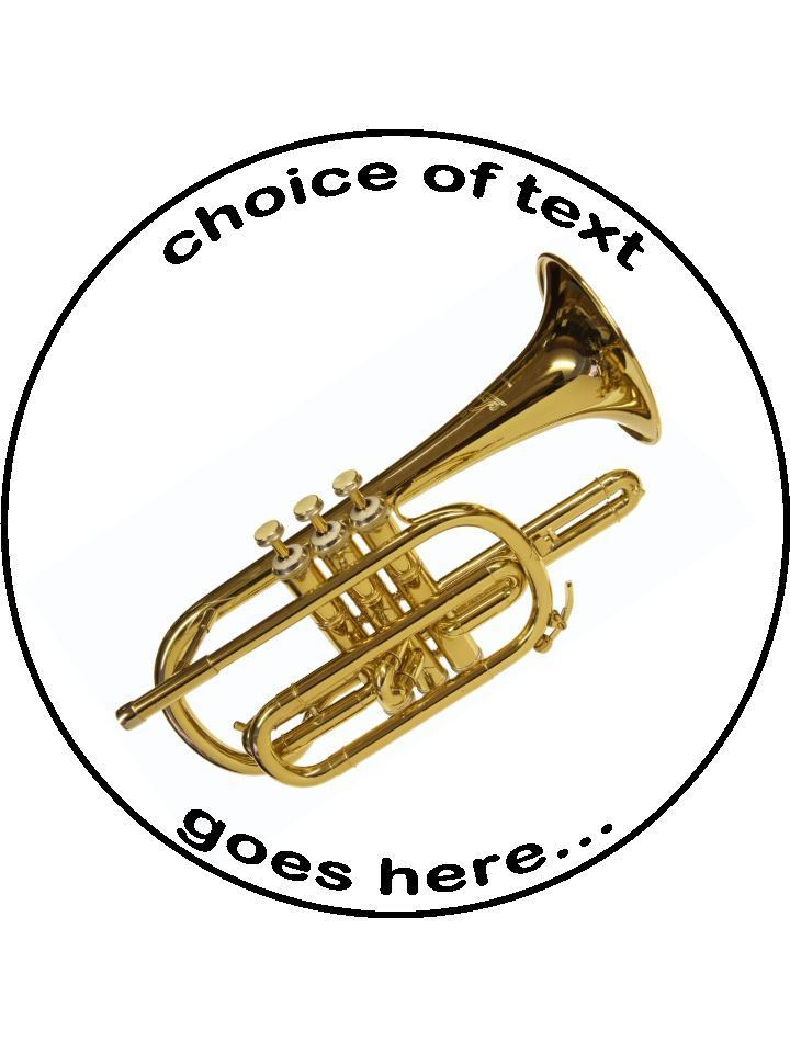 Cornet music instrument Personalised Edible Cake Topper Round Icing Sheet - The Cooks Cupboard Ltd