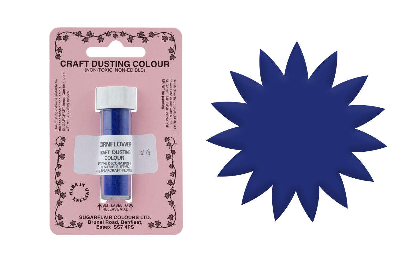 Sugarflair Craft Dusting Colour Powder: Non-Toxic, Non-Edible Cornflower Blue - The Cooks Cupboard Ltd