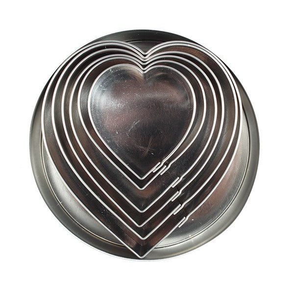 DecoPac Heart Stainless Steel Cutters - 6 Pieces - The Cooks Cupboard Ltd