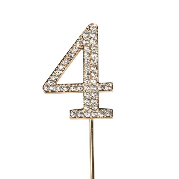 Diamante Number 4 - Gold Colour Wire Cake Topper - The Cooks Cupboard Ltd